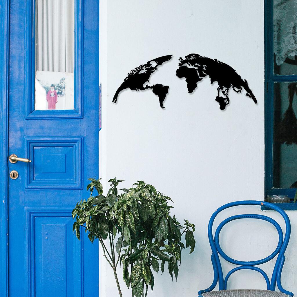 Wallity Zidna dekoracija World Map Medium, 120x47 cm, 1.2mm, Crna