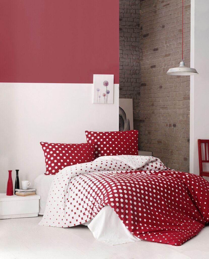 L'Essentiel Maison Ranforce set posteljine Puanline, 200x220cm, Crveno-bijela