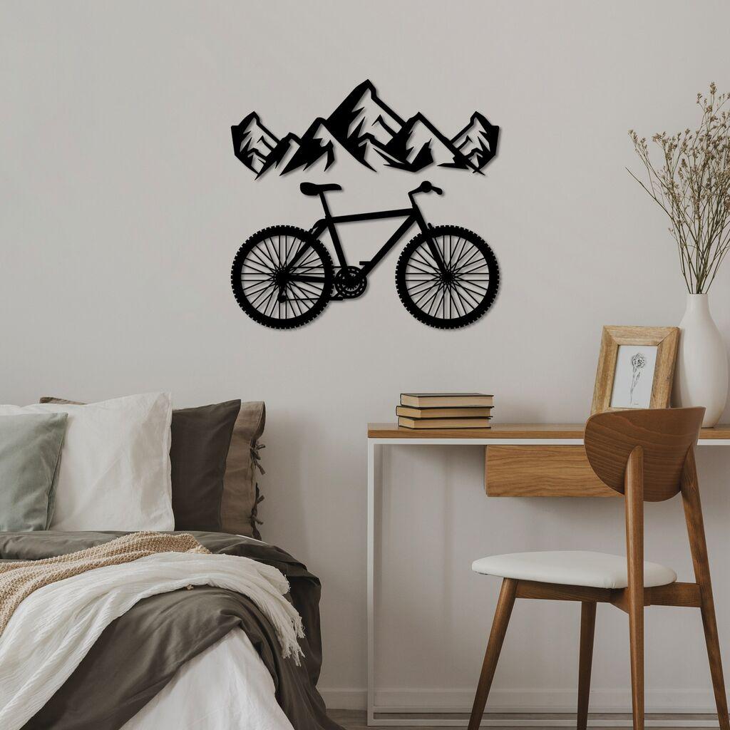 Wallity Zidna dekoracija Mountain And Bicycle - L, 70 x 38 cm,  Crna