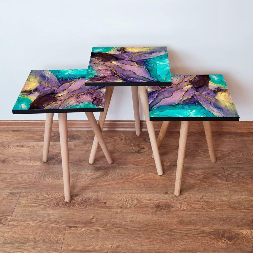 Hanah Home set stolića za kafu 3Shp282, 3 dijela, šareni