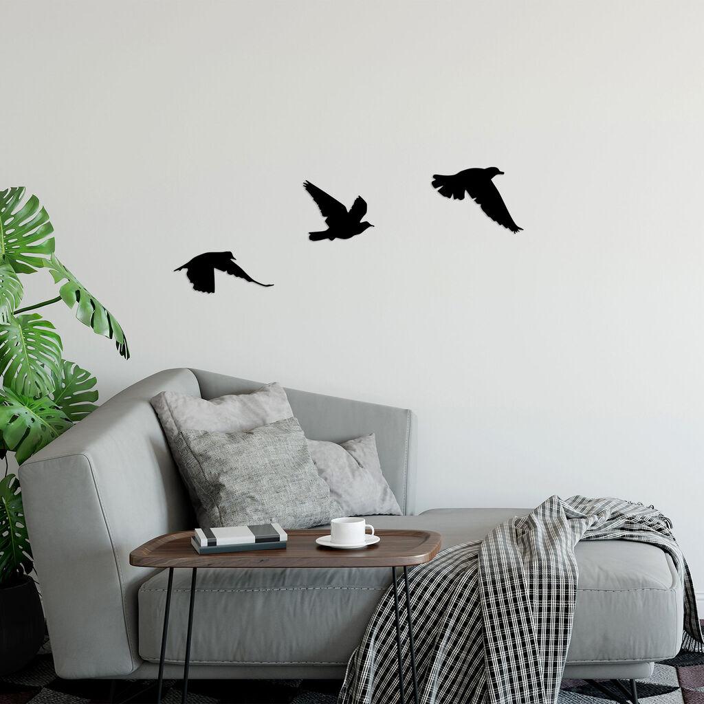 Wallity Set zidnih dekoracija Birds-477, 13x15cm 9x21cm 14x20cm, Crna