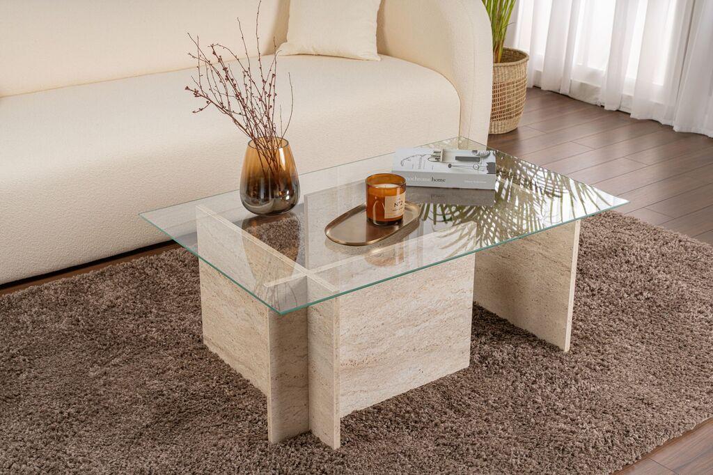 Nordure Klub sto Ventrino, 105x65x40cm, Bež