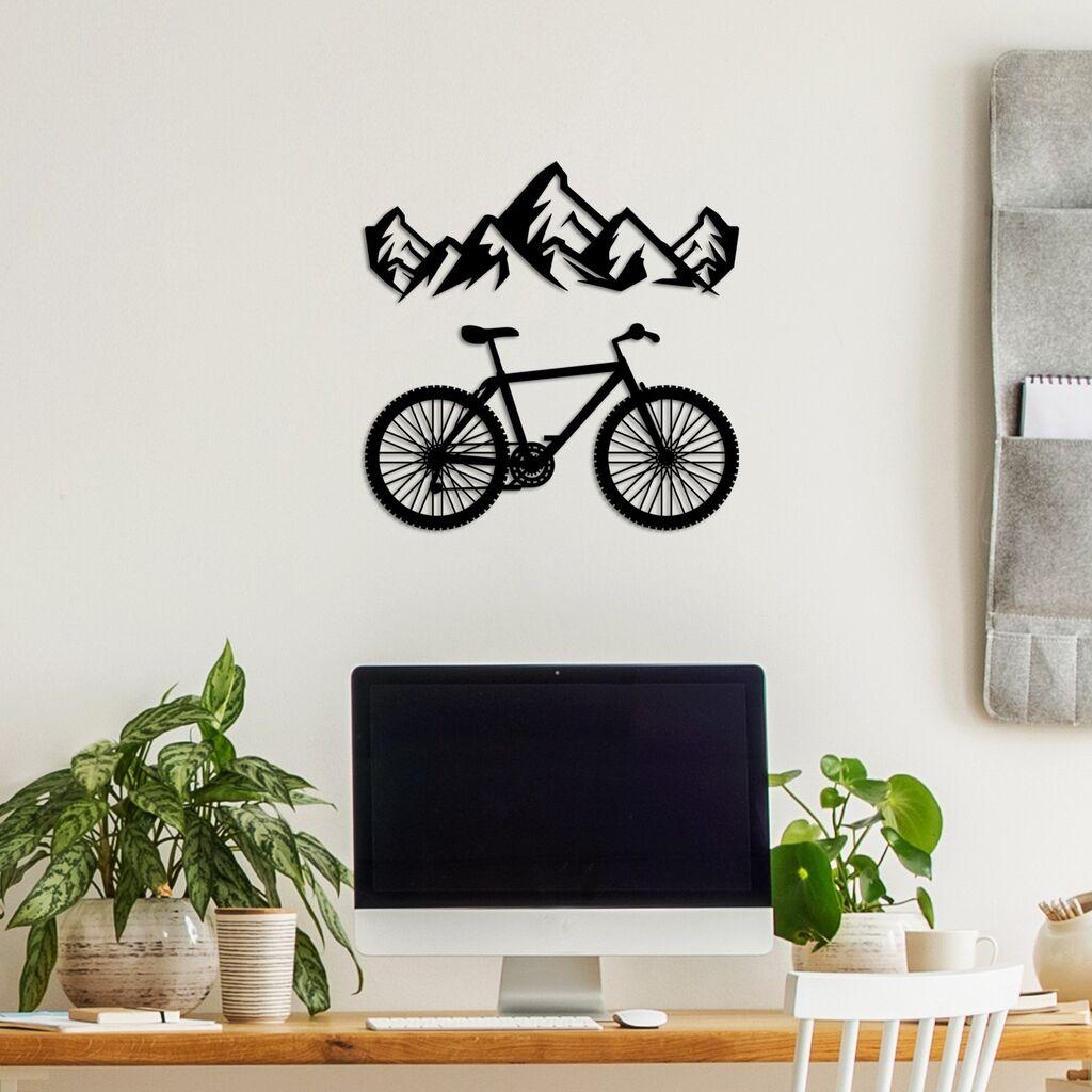 Wallity Zidna dekoracija Mountain And Bicycle - M, 50 x 27 cm,  Crna