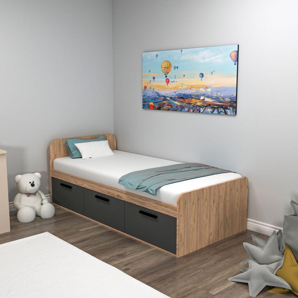 Hanah Home Okvir kreveta Akser, 91x50x193.6 cm, Smeđa boja