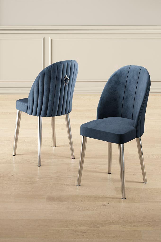Hanah Home Mara set stolica, 44x90x42 cm, 2 dijela, srebrno-plava boja