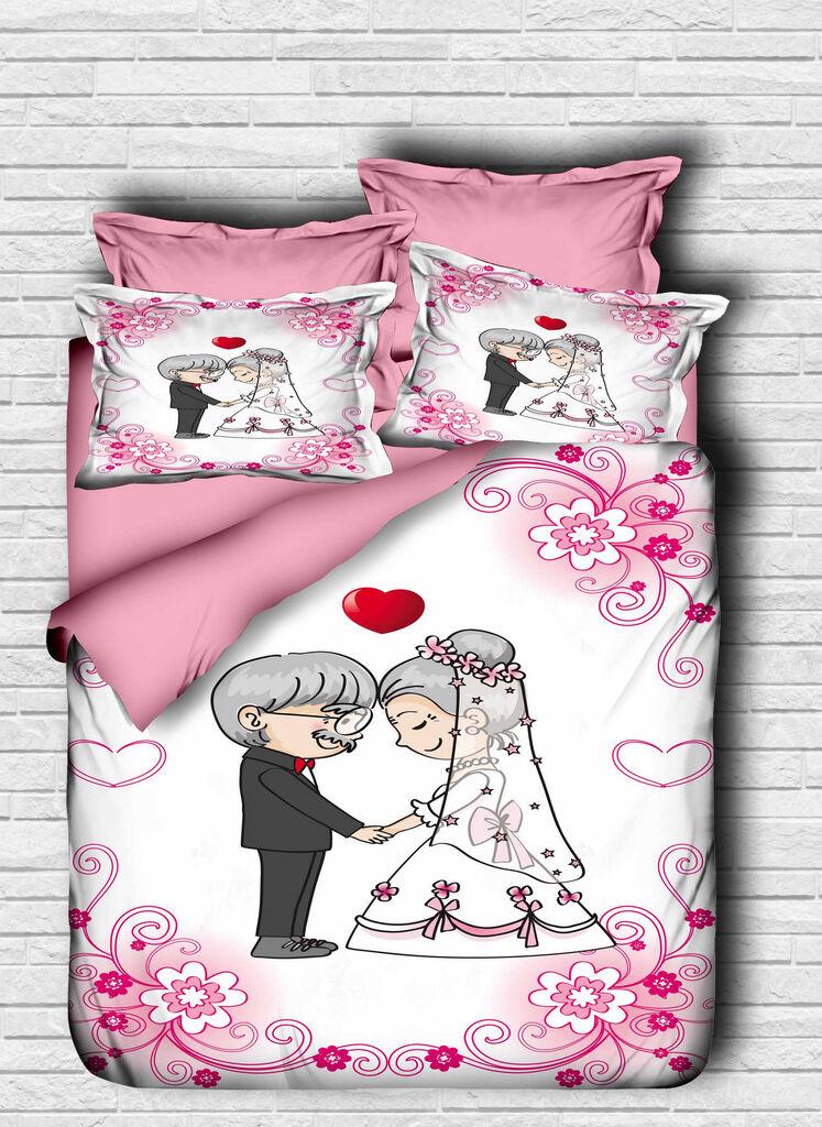L'essentiel Maison set posteljine 121, 160x220cm, bijelo-roza