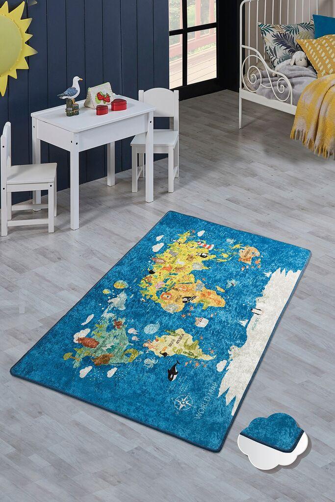 Conceptum Hypnose Carpet Karta svijeta, 140x190 cm, plava
