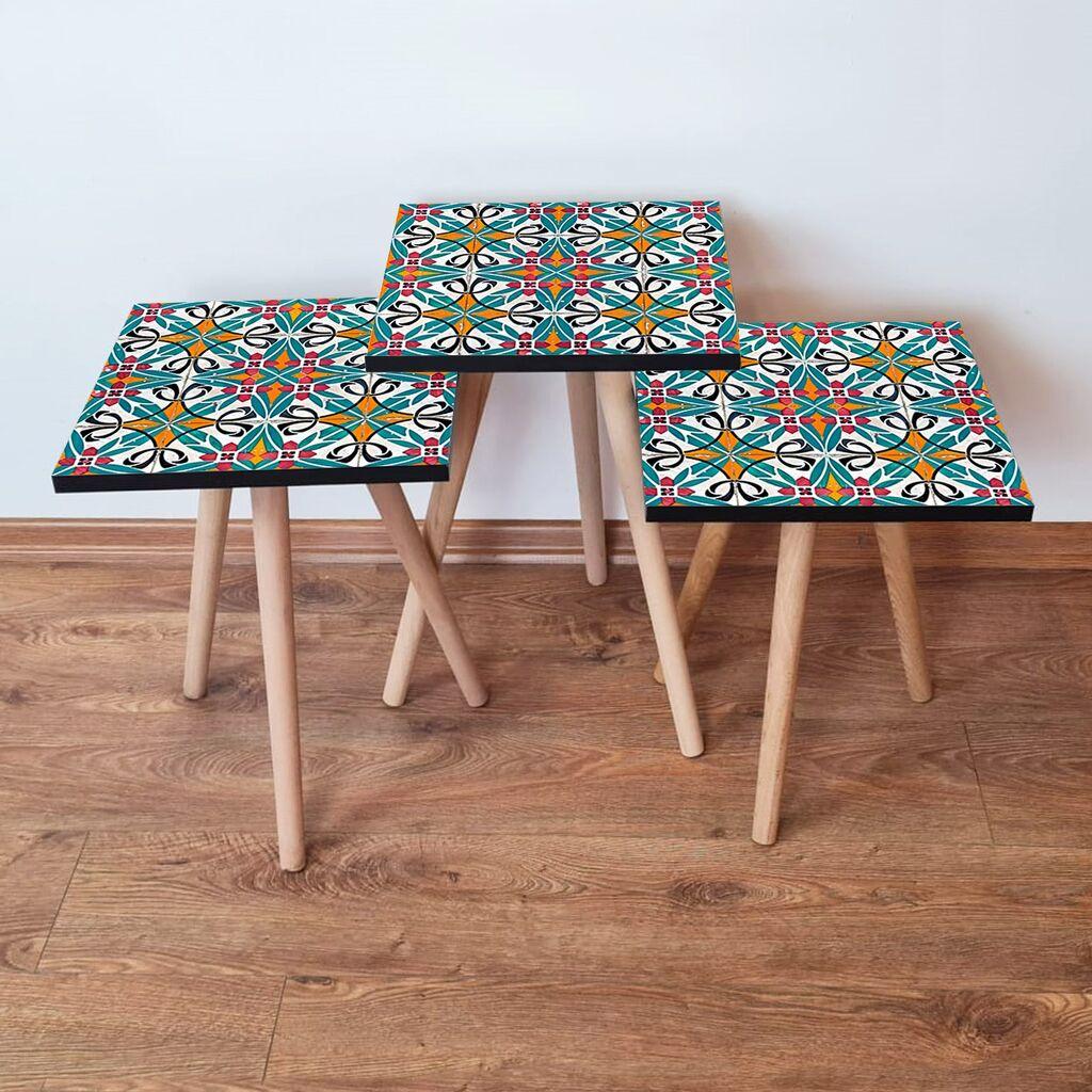 Hanah Home set stolića za kafu 3Shp48, 3 dijela, šareni