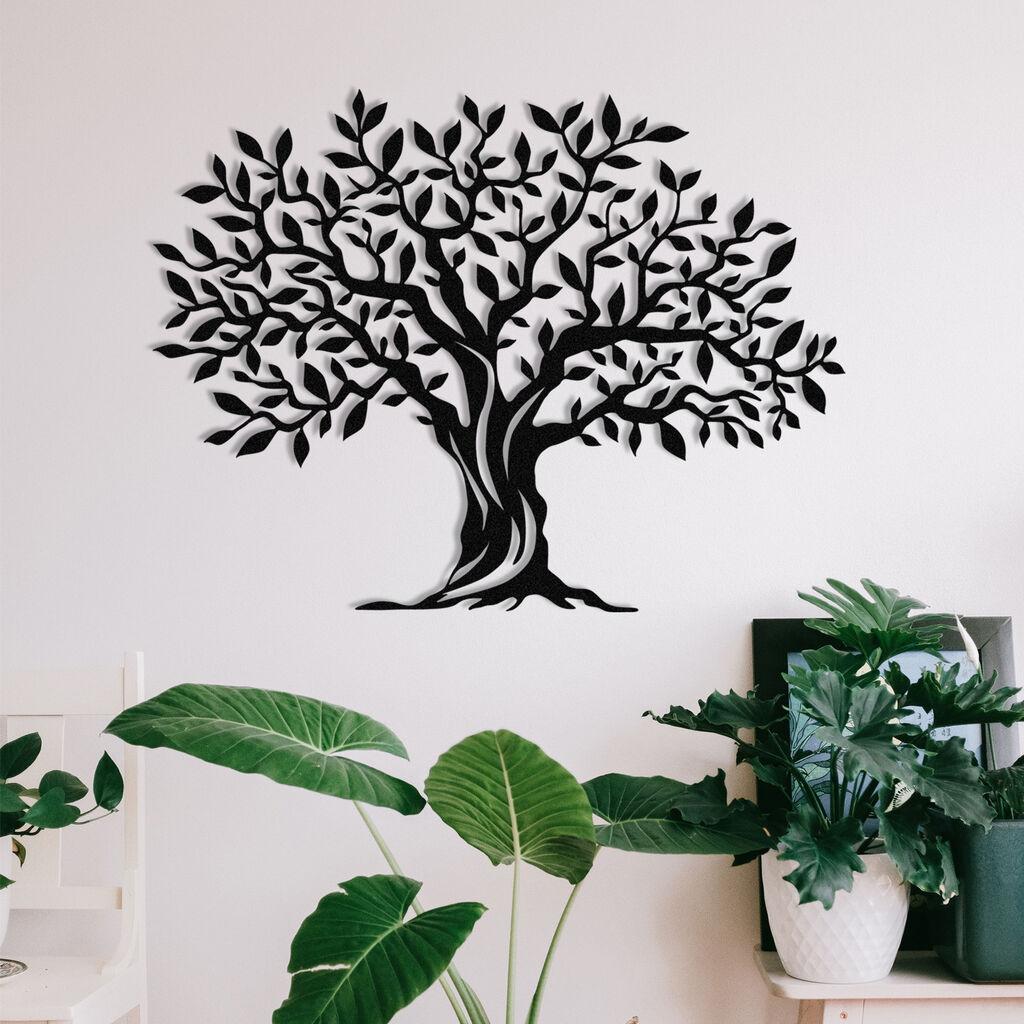 Wallity M0111 Zidna dekoracija Yaprak Dokumu, 69x52cm, Crna