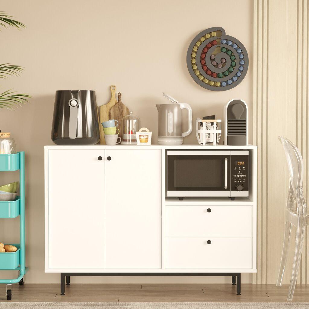Hanah Home Komoda RE2-W, 88x85x35,5 cm, Prljavobijela
