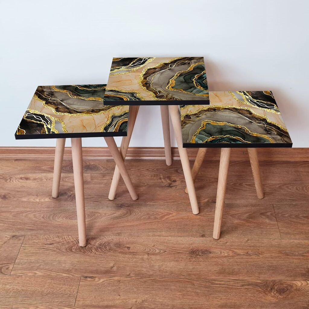 Hanah Home set stolića za kafu 3Shp219, 3 dijela, šareni