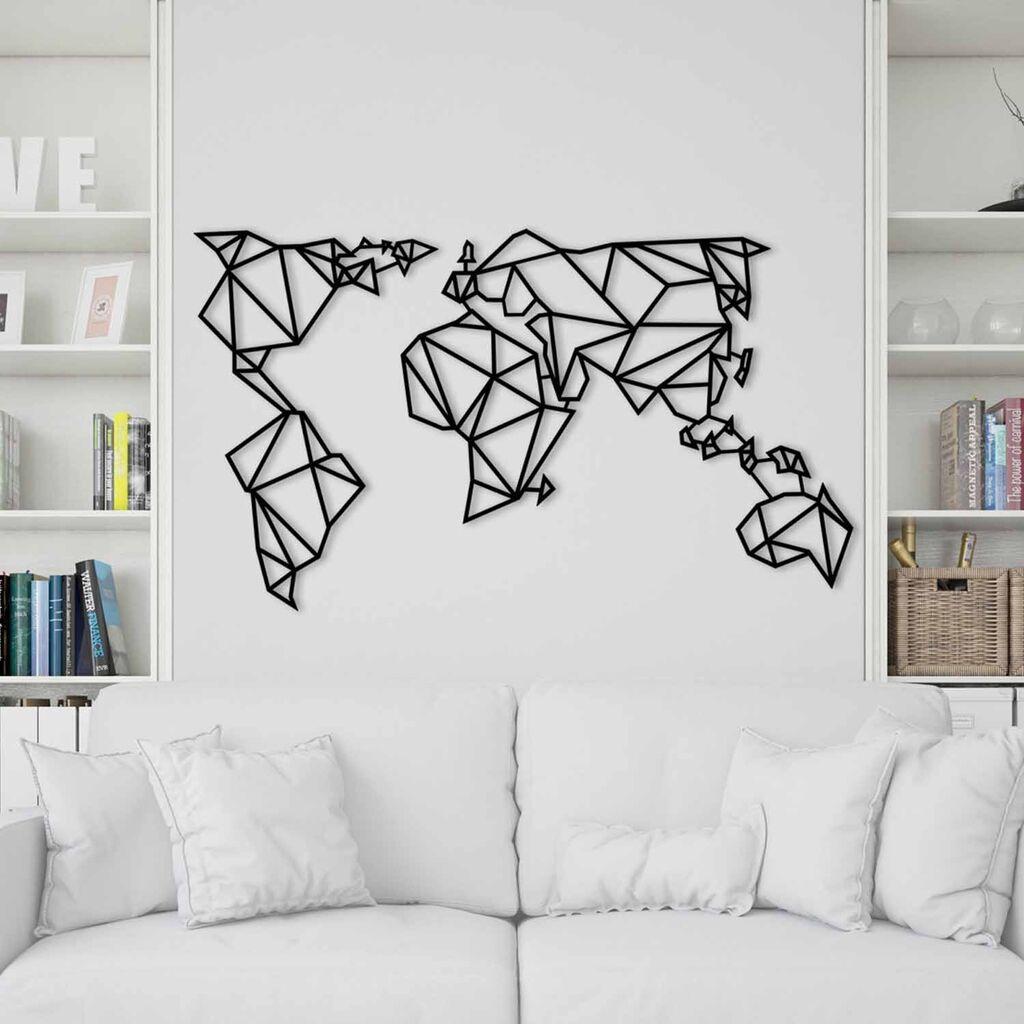 Wallity Zidna dekoracija World Map 4, 140x80cm, Crna