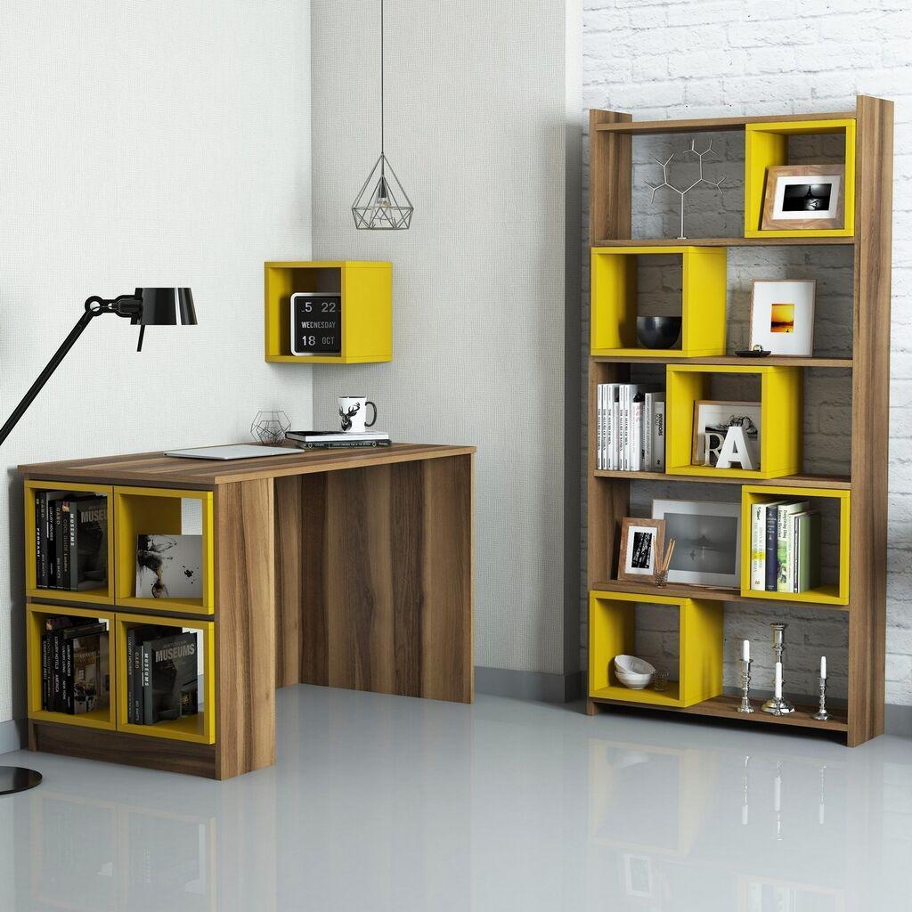 Hanah Home Set za radnu sobu Box, 3 komada, Orah-žuti