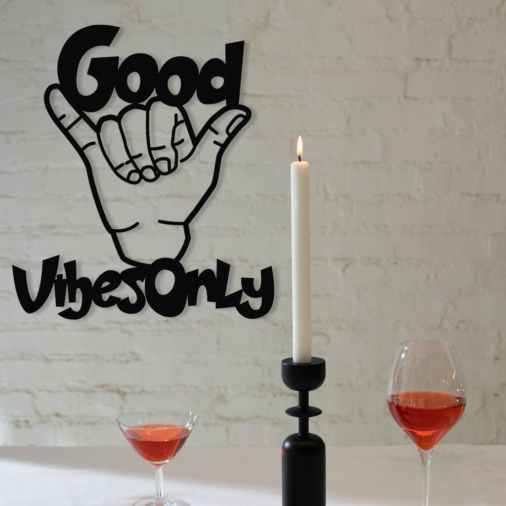 Wallity Zidna dekoracija Good Vibes Only, 52x58 cm, 1.2mm, Crna
