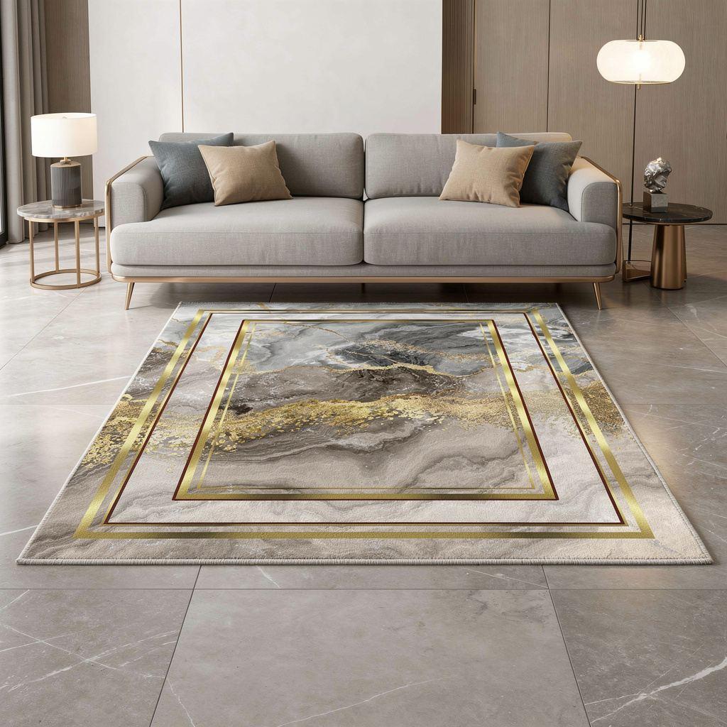 Conceptum Hypnose tepih Els2416, 80x200 cm, Sivo-zlatna boja
