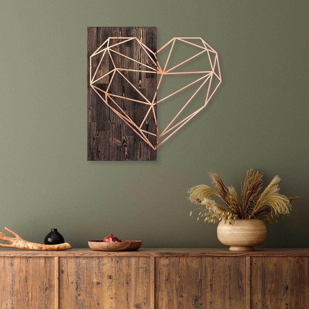 Wallity Zidna dekoracija Heart, 58x58 cm, Bakar