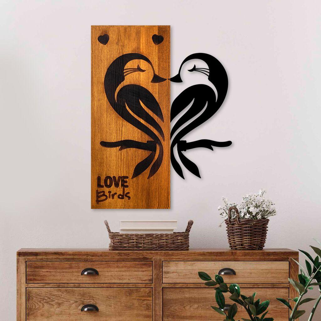 Wallity Zidna dekoracija Love Birds 5, 48 x 53 x 3 cm,  Smeđa