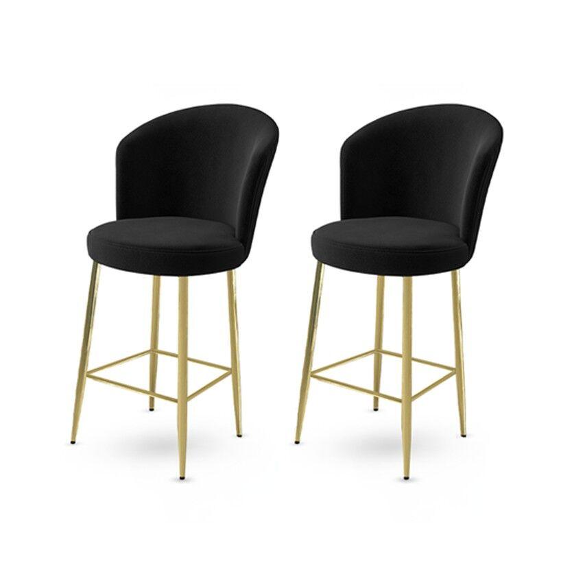Hanah Home Set barskih stolica Fora, 2 dijela, Crna i zlatna