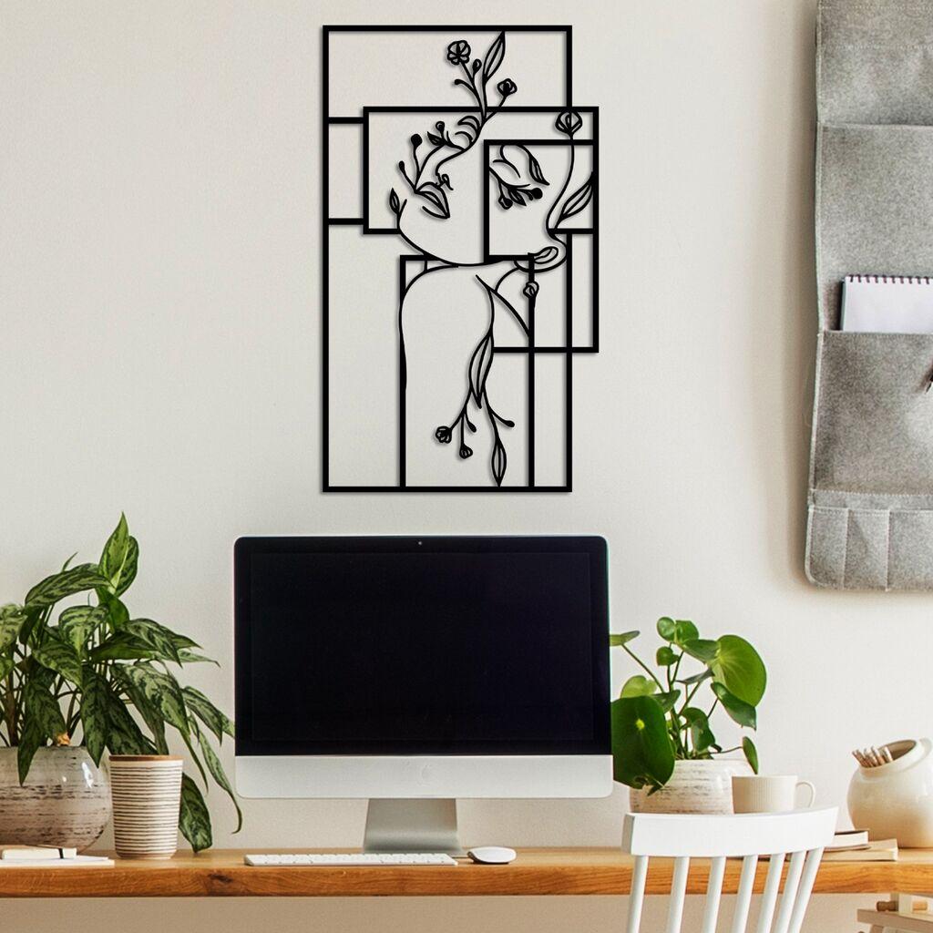 Wallity Zidna dekoracija Flower Woman 1 - M, 50 x 30 cm,  Crna