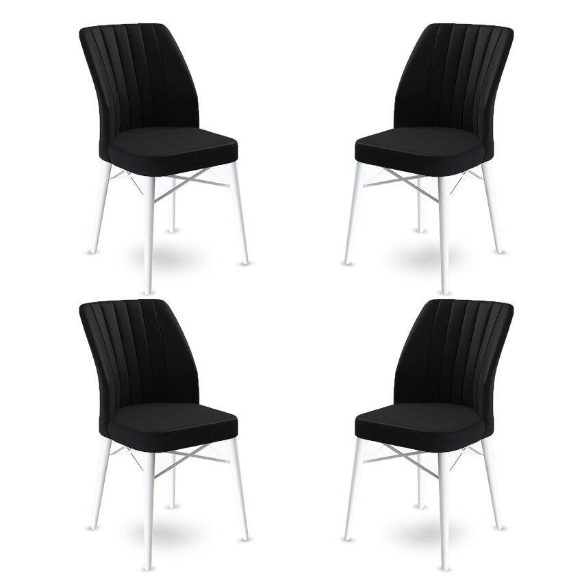 Hanah Home Flex set stolica, 45x93x42 cm, 4 dijela, crno-bijela