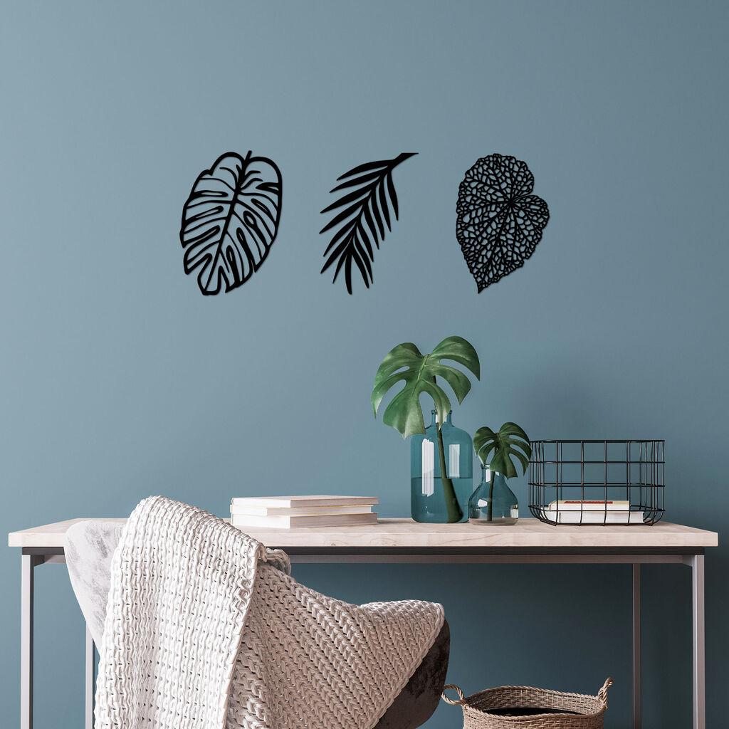 Wallity Zidna dekoracija Leaves - 509, 24 x 33 cm,  Crna