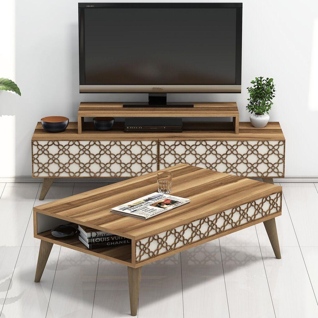 Hanah Home Set TV komoda i klub stolić City, orah-krem