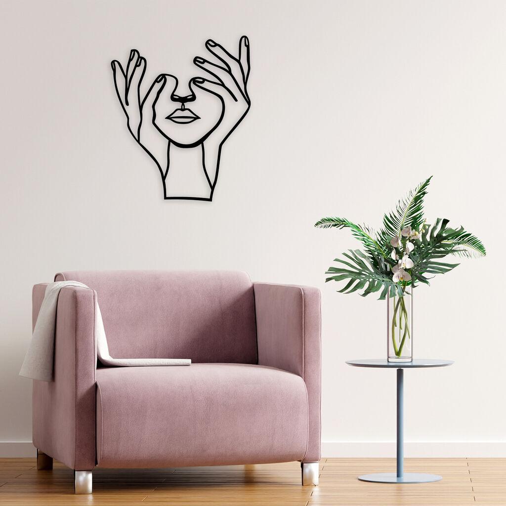 Wallity Zidna dekoracija Hand Face, 70x86 cm, 1.5 mm, Crna