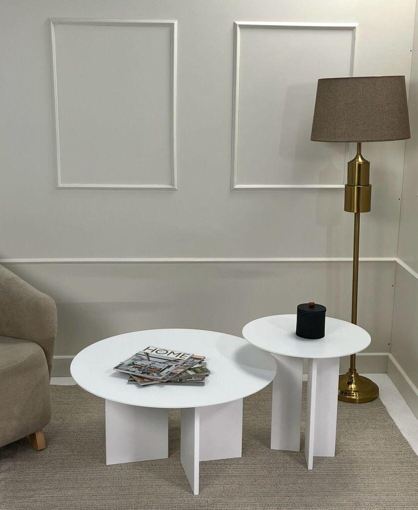 Hanah Home Leo set klub stolova, 2 dijela, Prljavobijela