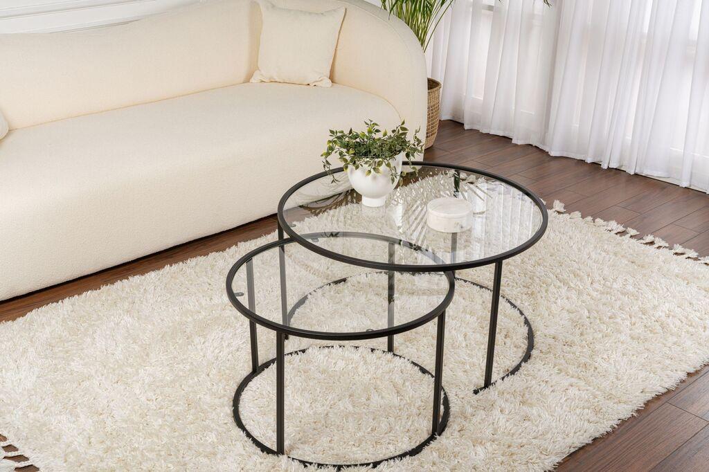 Nordure Club set stolova Aurum, 60x60x39, 80x80x43cm, 2 dijela, crna