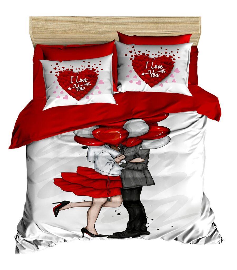 L'essentiel Maison set posteljine 154, 160x220cm, bijelo-crvena