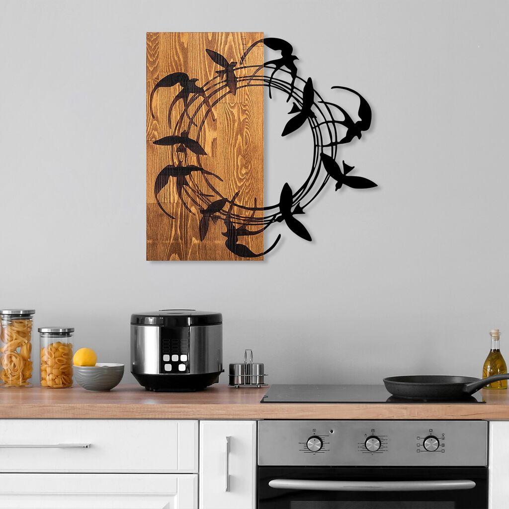 Wallity Zidna dekoracija Spiral Birds 1, 58 x 58 cm,  Smeđa