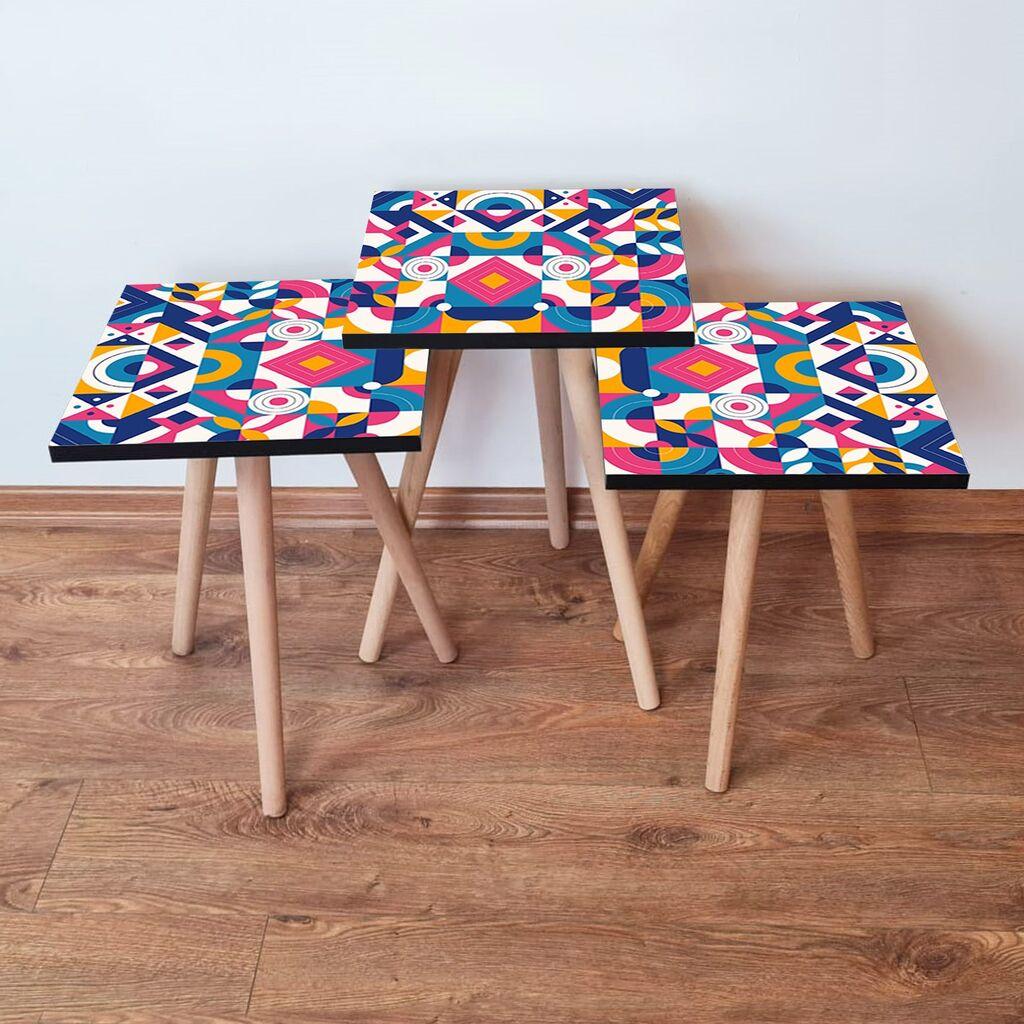 Hanah Home set stolića za kafu 3Shp215, 3 dijela, šareni