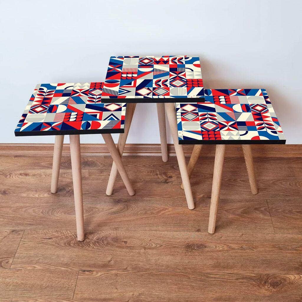 Hanah Home set stolića za kafu 3Shp323, 3 dijela, šareni