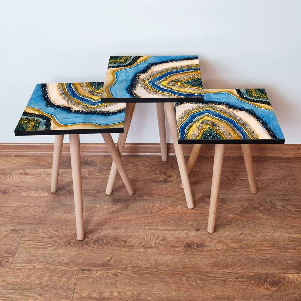 Hanah Home set stolića za kafu 3Shp112, 3 dijela, šareni