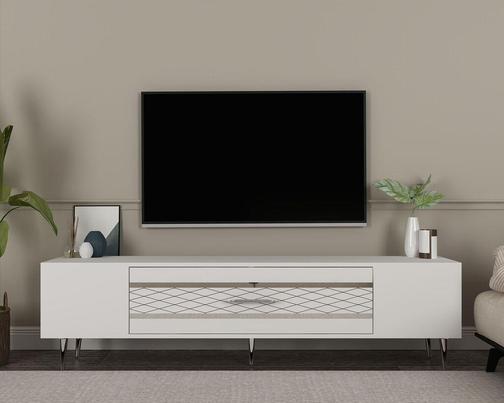 Hanah Home TV komoda Dekolp2, 150x48.2x35 cm, bijelo-srebrna