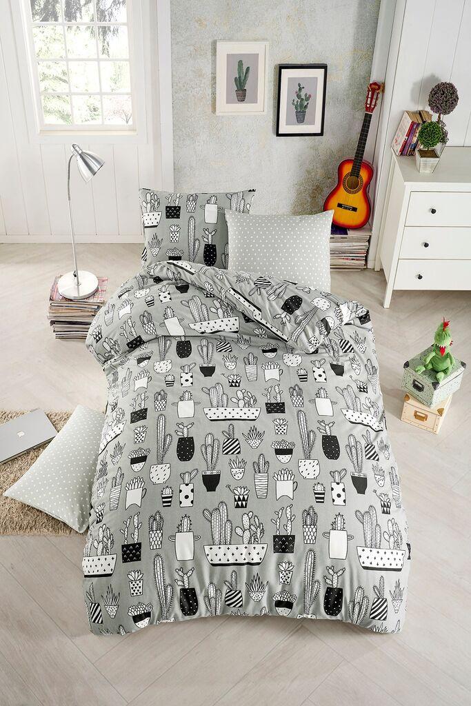 L'essentiel Maison set posteljine Cactus, 160x220cm, siva