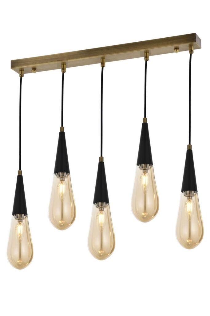 Opviq Luster AV-4236-5EY, 90x90x10cm, IP20, 220V-240V, Zlatno-crna boja
