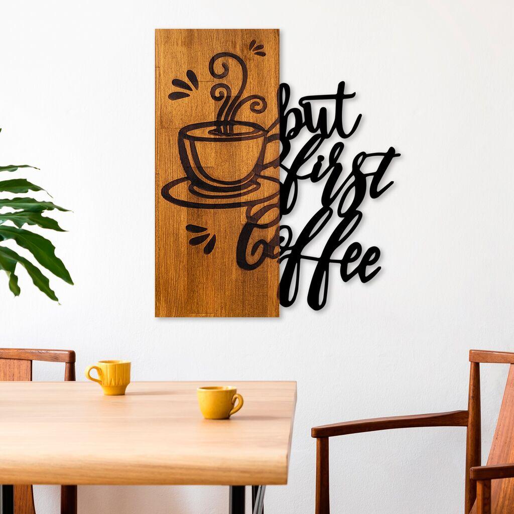 Wallity Zidna dekoracija Coffee First, 50x58x3 cm, Smeđe boje