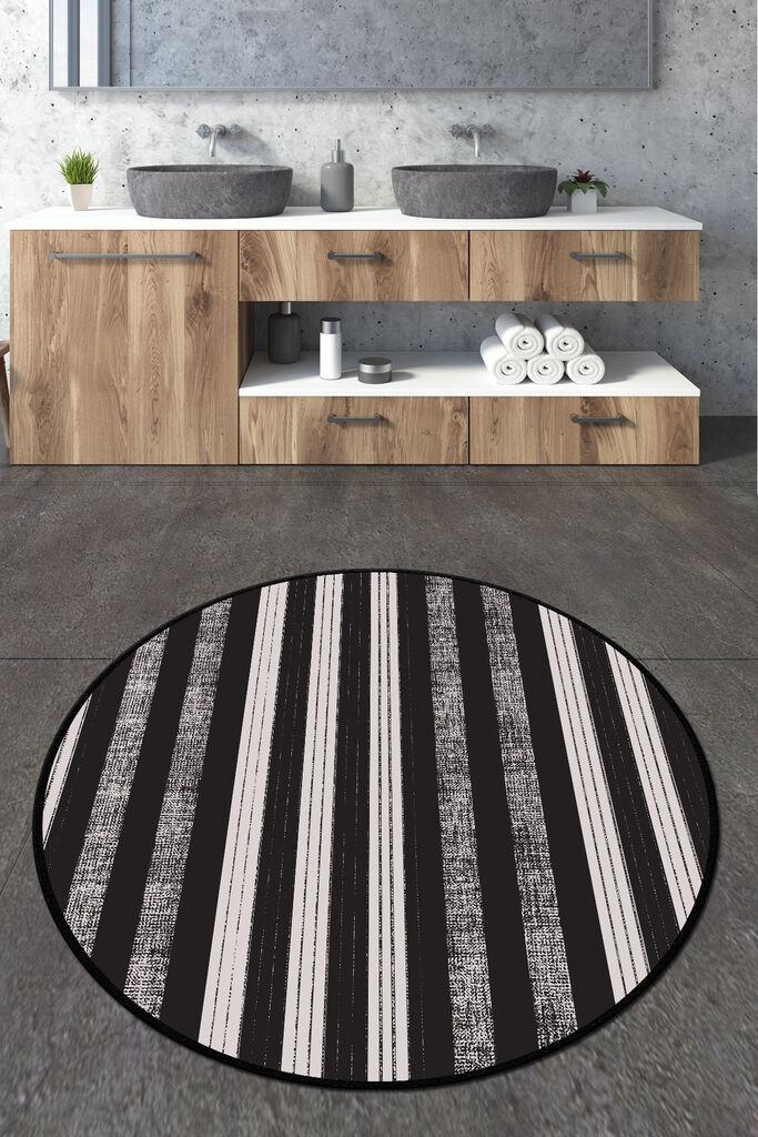 L'Essentiel Maison Barcode tepih za kupatilo, 120 cm, crno-bijeli