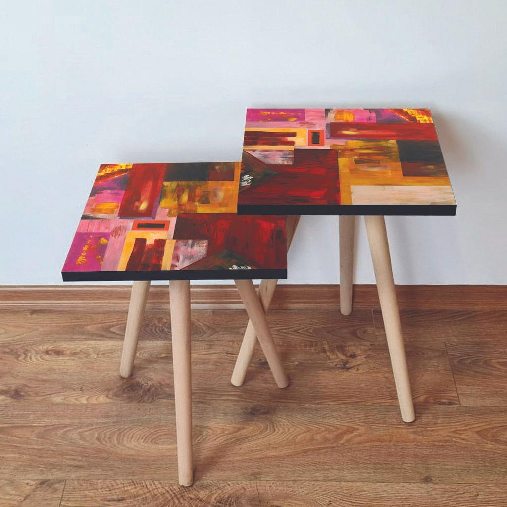 Hanah Home set stolića za kafu 2Shp210, 2 dijela, šareni