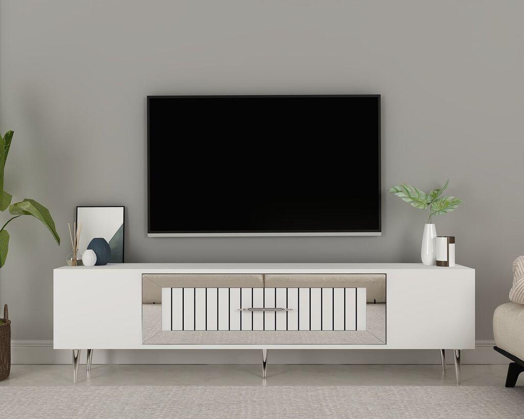 Hanah Home TV ormarić Decolp3, 150x48,2x29,6 cm, Bijelo-srebrni