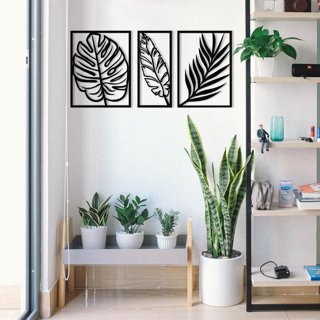 Wallity Zidna dekoracija Leaf 2, 80x38cm, Crna