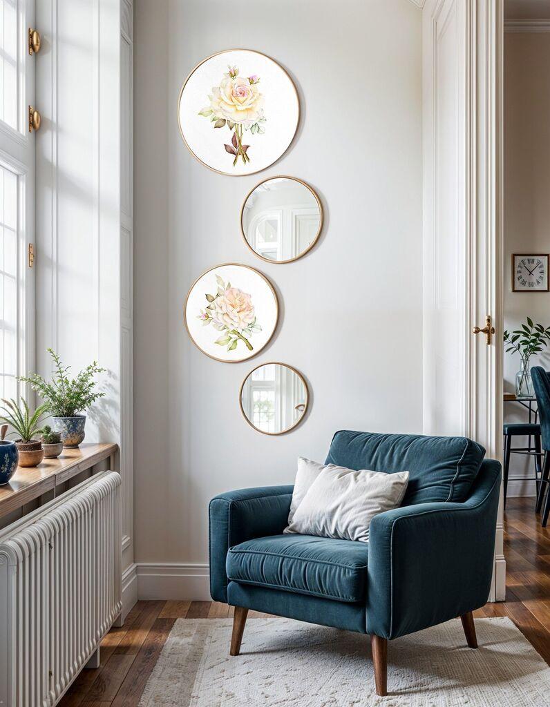 Wallity Uramljena slika Roundmirrorset-0001, 4 dela