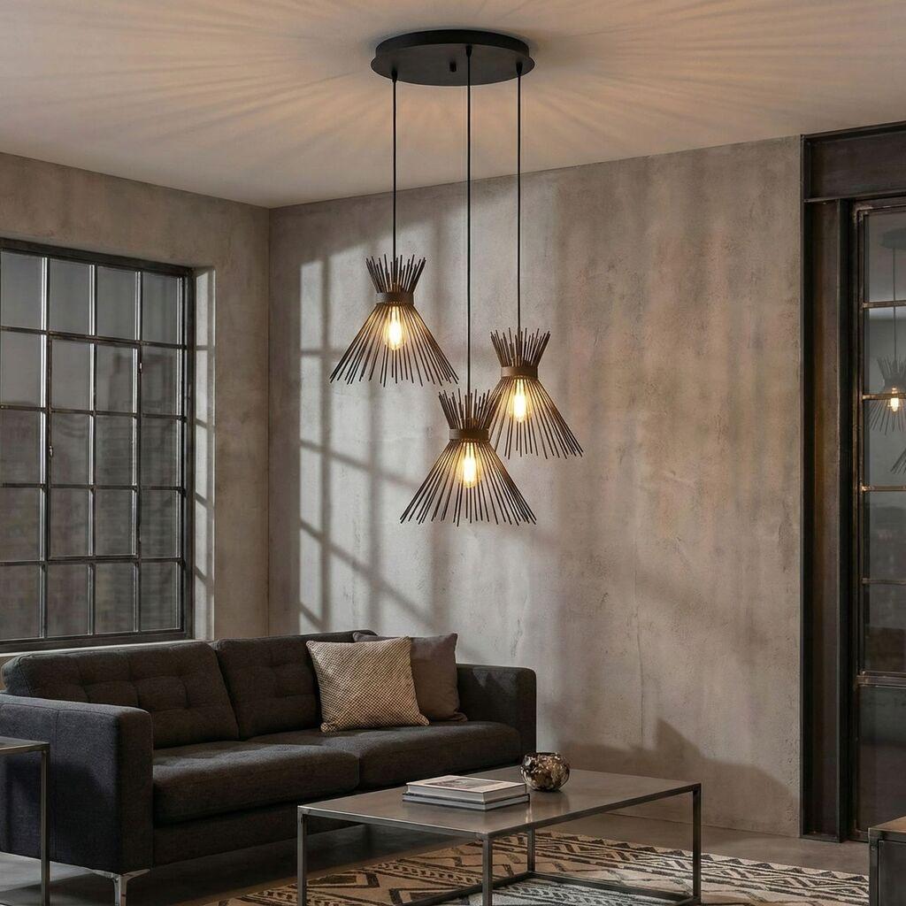 Opviq Luster Kirpi-3085, 63x63 cm, 3xE27, 40W, Crni