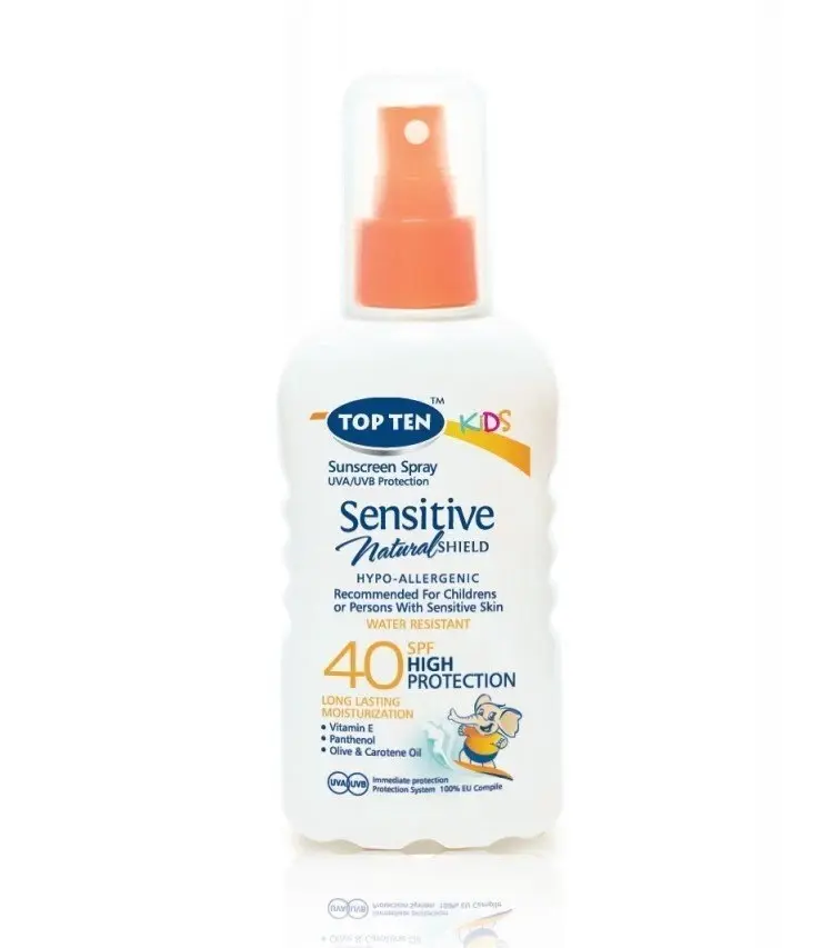 Top Ten sprej za zaštitu od sunca za djecu osjetljivu kožu, SPF 40, 180ml