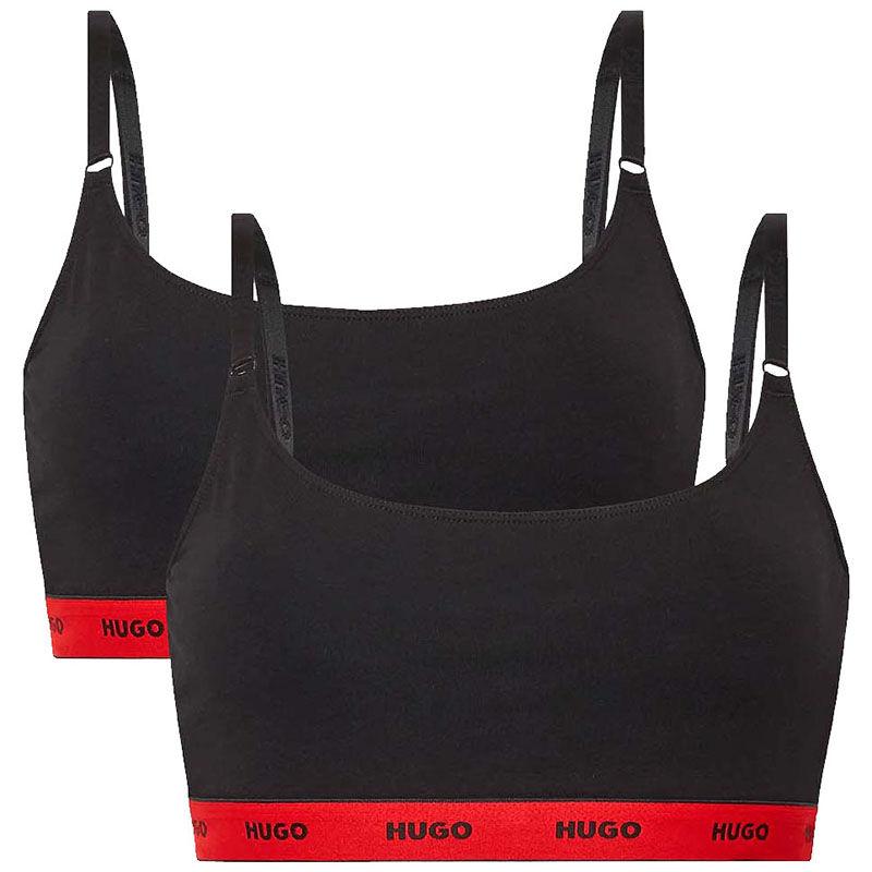 Hugo Ženski top Twin Bralette Stripe, 2 komada, Crni