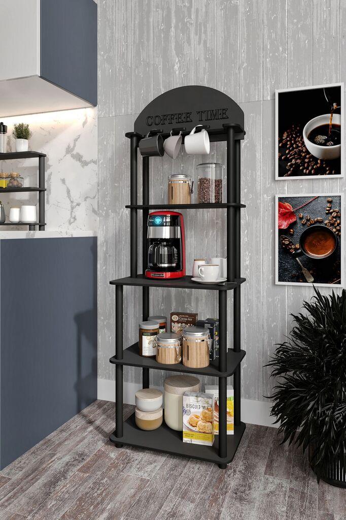 Hanah Home Polica za kafu Lungo, 30x50x140 cm, Crna