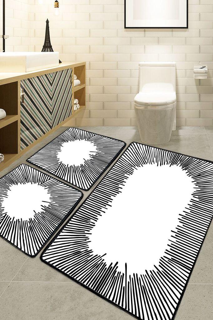 L'essentiel Maison Somber set tepiha za kupatilo, 3 komada, bijela