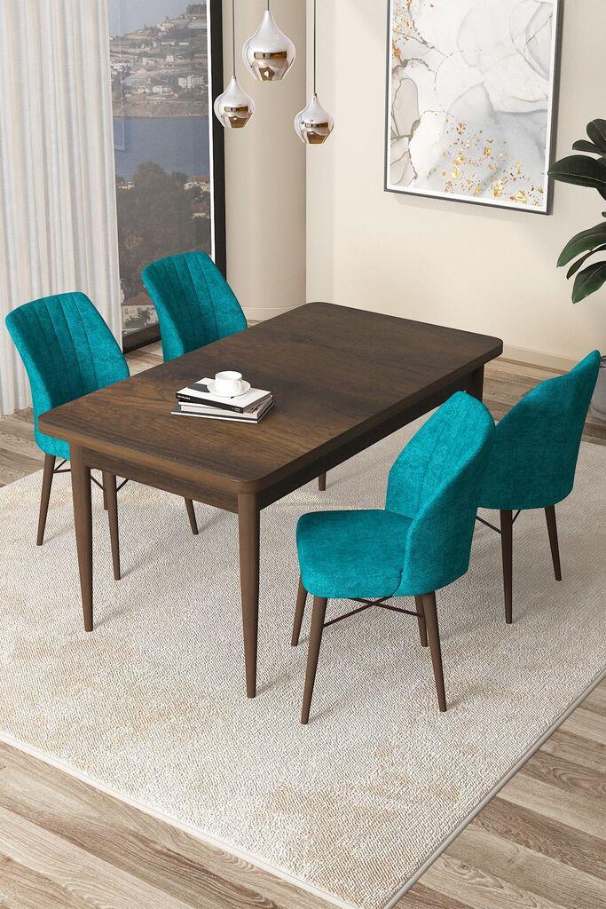 Hanah Home Set Trpezarijski sto i 4 stolice Arp, tirkizno smeđa