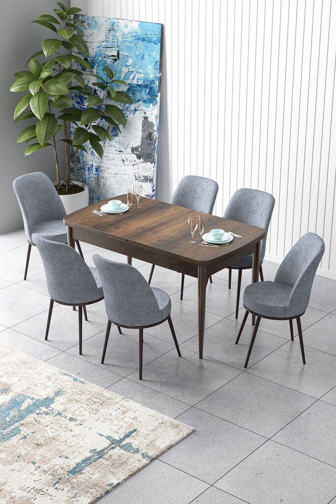 Hanah Home Set Trpezarijski sto i 6 stolica Zen, sivo-smeđa